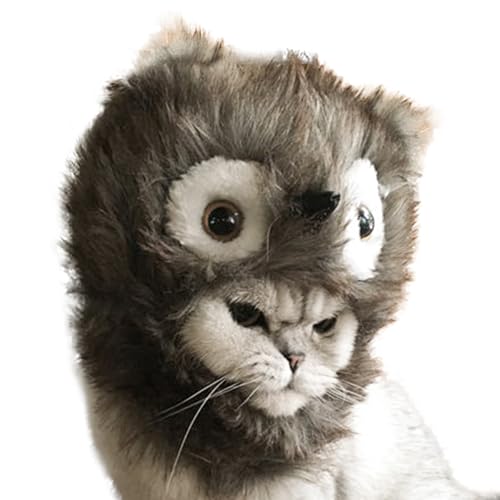 Haustier Kopfschmuck, Haustier Hut, Katze Kopfschmuck, lustige Kopfbedeckung, Halloween Party Crossdress Panda, Pinguin, Eule Kopfschmuck Rollenspiel Hut für Welpen und Katzen von RUIXIA