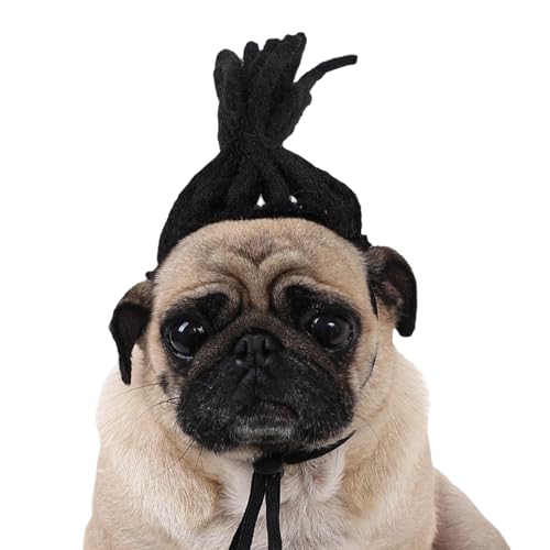 Hundeperücke, Haustierperücke, Rollenspiel-Perücke, verstellbare Kopfbedeckung Kostüm, Blonde Locken, schmutzige Zöpfe für Halloween, Weihnachten, Partys, Kunsthaar für kleine Hunde und Katzen von RUIXIA