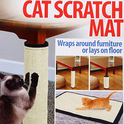 Katze Kratzmatte Sisal-Matte Katzenteppich Anti-Rutsch Langlebige Krallenpflege Kratzbrett Kratzschutz mit Klettverschluss, geeignet für Tisch, Sofa, Couch, Stuhl, Möbelbeinen Schutzer von RUIXIA