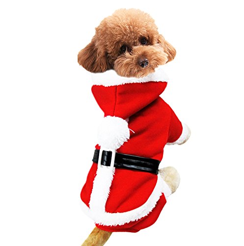 RUIXIB Herbst Winter Hundebekleidung Klassisch Weihnachtsmann Haustier Kostüm mit Kapuze Karikatur Stilvoll Weihnachten Pet Kleidung Dress up Verdickt Warm Hundekostüme Hundemantel von RUIXIB