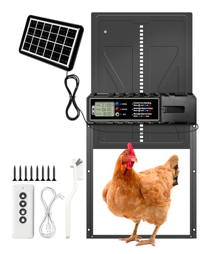 RUIZHI Automatische Hühnerklappe Solar - Wasserdicht Hühnertür mit LED Anzeige, Fernsteuerung, Elektrische Hühnerklappe Hühnerstalltür, Klippfest, Aluminium-Legierung RUIZHI Automatische Hühnerklappe Solar - Wasserdicht Hühnertür mit LED Anzeige, Fernsteuerung, Elektrische Hühnerklappe Hühnerstalltür, Klippfest, Aluminium-Legierung von RUIZHI