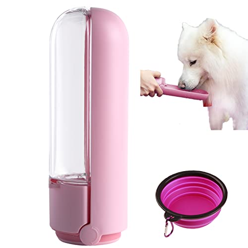 Hunde Wasserflasche, Faltbarer Hund Wasserspender, Leckabläufe Tragbare Reise Drink Cup für Haustiere im Freien zu Fuß, Wandern, Reisen, Lebensmittelqualität Kunststoff 14 Unzen von RUJOI