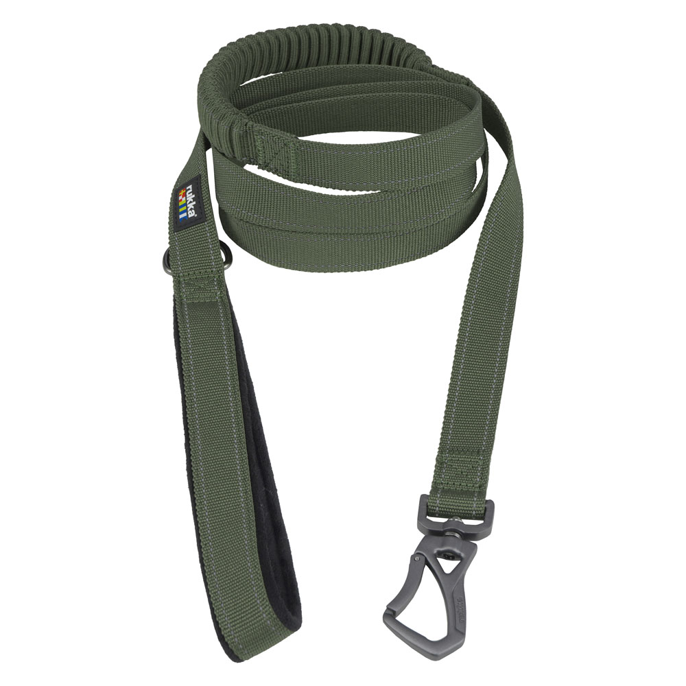 Rukka® Bliss x Stoßdämpfende Hundeleine, oliv - Größe L: 200 cm lang, 25 mm breit von RUKKA