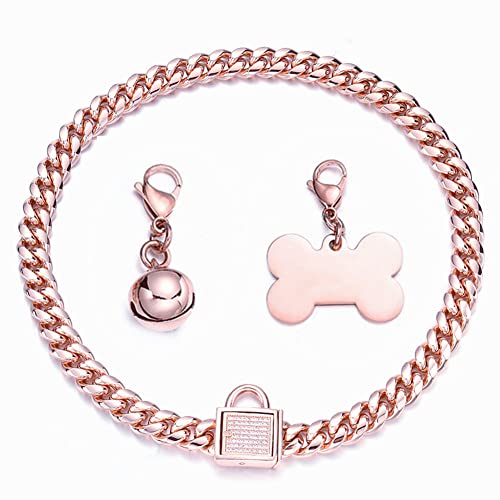 RUMYPET Hundehalsband, kubanisches Gliederhalsband, kaufest, Edelstahl, für kleine, mittelgroße und große Hunde, 10 mm, Roségold, 10 mm RUMYPET Hundehalsband, kubanisches Gliederhalsband, kaufest, Edelstahl, für kleine, mittelgroße und große Hunde, 10 mm, Roségold, 10 mm von RUMYPET