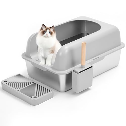 RUN.SE RUN.SE Katzentoilette aus Edelstahl, XL-Katzentoilette für große Katzen, halbgeschlossen, hohe Wand-Seitenschale, nicht leicht zu kleben, leicht zu reinigen, gut zu verwenden RUN.SE RUN.SE Katzentoilette aus Edelstahl, XL-Katzentoilette für große Katzen, halbgeschlossen, hohe Wand-Seitenschale, nicht leicht zu kleben, leicht zu reinigen, gut zu verwenden von RUN.SE RUN.SE
