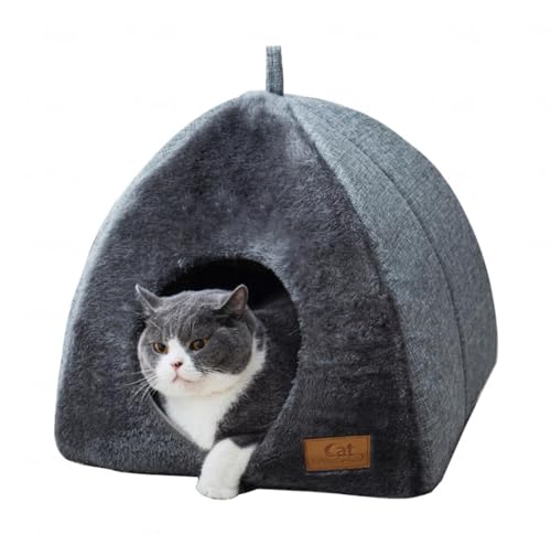 Pet House mit Abnehmbarem Matte Einfach Zu Verwenden weiches und Flauschiges Katzenhöhlen Katzen Bett, GemüTlich Katzenkorb, ugwb12cy3jeb1126,L von RUNCH