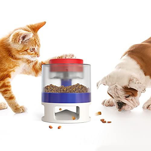 Futterspender for Hunde und Katzen, interaktives Puzzle-Spielzeug for Haustiere, automatischer Futterspender for Katzen und Hunde, kreativer Knopfdruck for Leckerlis, langsame Fütterung for IQ-Trainin von RUNSIBA