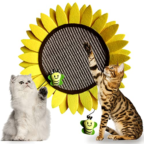 Kratzbrett for Katzen, Sonnenblumen-Kratzbrett for Kätzchen, natürliches Sisal-Kratzbrett for Kätzchen und Katzen, Möbel, interaktives Aktivitätsspielzeug, 14 Zoll/61/2098 von RUNSIBA