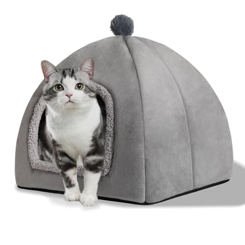 RUONARIER Katzenbett Höhle für den Innenbereich, geeignet für Katzenkuppelbett, Versteckbett für Indoor-Katzen mit abnehmbarer Matratze für Kätzchen, Katzenzelthaus für doppelten Gebrauch (L: 38,1 x RUONARIER Katzenbett Höhle für den Innenbereich, geeignet für Katzenkuppelbett, Versteckbett für Indoor-Katzen mit abnehmbarer Matratze für Kätzchen, Katzenzelthaus für doppelten Gebrauch (L: 38,1 x von RUONARIER