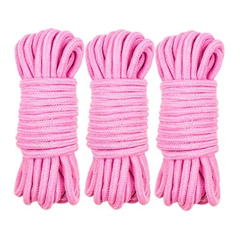 RURAUOGR 10 M Baumwollseil Multifunktionales Seil für Packgepäck, Nähen, Bindung Bett SM Sexspielzeug, 8 mm Durchmesser, Rosa (3 Stück) von RURAUOGR