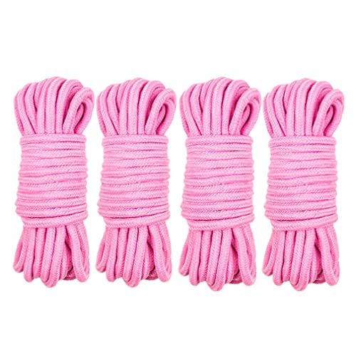 RURAUOGR 10 M Baumwollseil Multifunktionales Seil für Packgepäck, Nähen, Bindung Bett SM Sexspielzeug, 8 mm Durchmesser, Rosa (4 Stück) von RURAUOGR