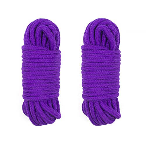 RURAUOGR 10 Meter Baumwollseil Multifunktionales Seil für Packgepäck, Nähen, Bindung Bett SM Sexspielzeug, 8 mm Durchmesser, Lila (2 Stück) von RURAUOGR
