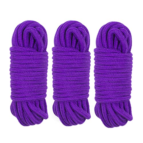 RURAUOGR 10 Meter Baumwollseil Multifunktionales Seil für Packgepäck, Nähen, Bindung Bett SM Sexspielzeug, 8 mm Durchmesser, Lila (3 Stück) von RURAUOGR