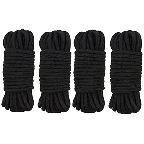 RURAUOGR 10 Meter Baumwollseil SM Spiele Seil Packgepäck, Nähen, Bindung Sexspielzeug, 8mm (Schwarz, 4 Stück) von RURAUOGR