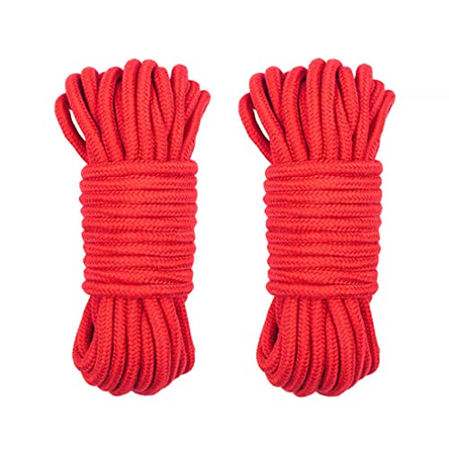 RURAUOGR 10 Meter Baumwollseil SM Spiele Seil für Packgepäck, Nähen, Bindung Bett Sexspielzeug, 8 mm Durchmesser, Rot (2 Stück) von RURAUOGR