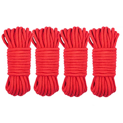 RURAUOGR 10 Meter Baumwollseil SM Spiele Seil für Packgepäck, Nähen, Bindung Bett Sexspielzeug, 8 mm Durchmesser, Rot (4 Stück) von RURAUOGR