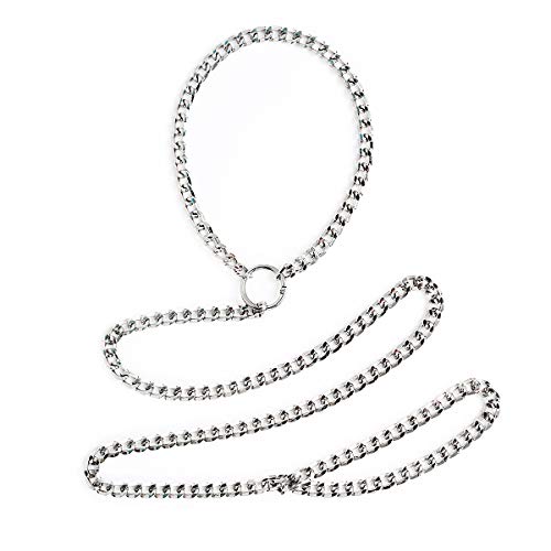 RURAUOGR Metall Eisenkette Halsband SM Halsbänder Einstellbar Fetisch Sex Spielzeug für Frauen Männer (Silbrig) von RURAUOGR