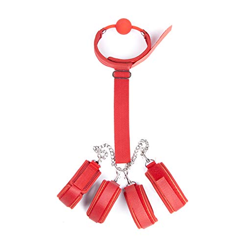 RURAUOGR Nylon SM Halsband mit Mundknebel Einstellbar Frauen Männer Sex Spielzeug (Rot) von RURAUOGR