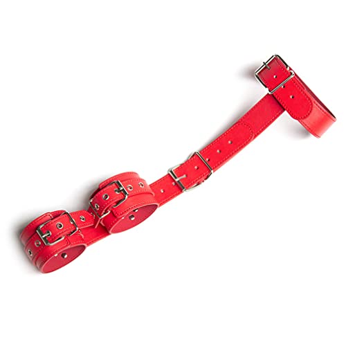 RURAUOGR PU Leder SM Halsband Einstellbar Rückhand Bindung Handschellen Sex Spielzeug für Frauen Männer (Rot) von RURAUOGR