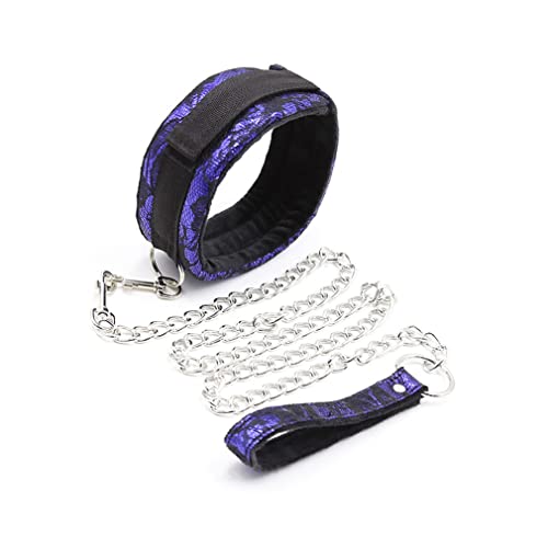 RURAUOGR SM Halsband Klettverschluss Spitze Halsbänder mit Ketten Fetisch Sex Spielzeug für Frauen Männer (Lila) von RURAUOGR