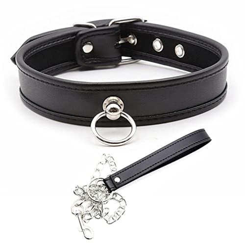 RURAUOGR SM Halsband Punk Halsbänder Choker Gotisch Halskette Bar Nachtclub Sex Spielzeug für Frauen (Schwarz, Halsband + Leine) von RURAUOGR