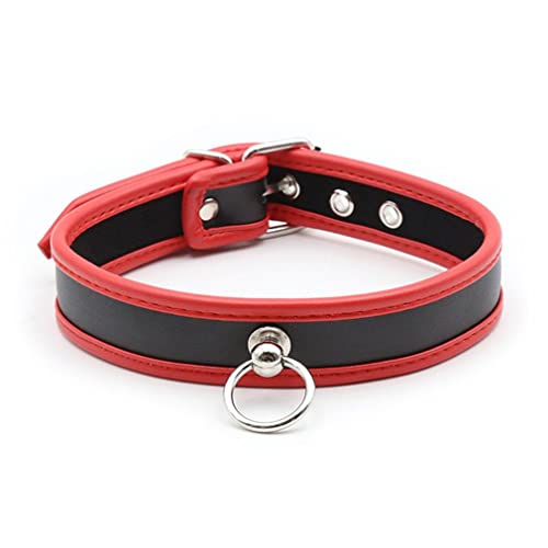 RURAUOGR SM Halsband Punk Halsbänder Choker Gotisch Halskette Bar Nachtclub Sex Spielzeug für Frauen (Schwarz Rot, Halsband) von RURAUOGR