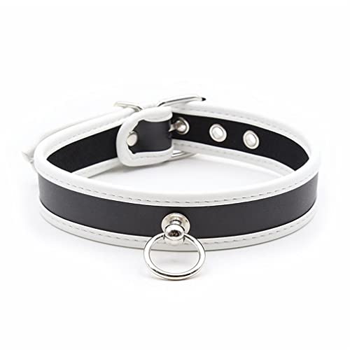 RURAUOGR SM Halsband Punk Halsbänder Choker Gotisch Halskette Bar Nachtclub Sex Spielzeug für Frauen (Schwarz Weiß, Halsband) von RURAUOGR