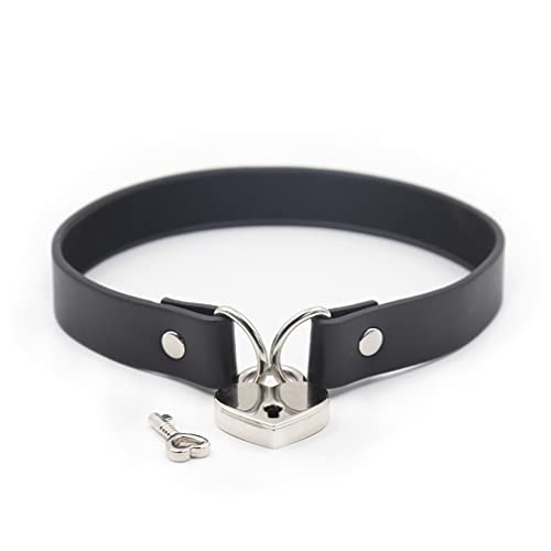 RURAUOGR SM Halsband Punk Halsbänder Choker Herzförmiges Schloss Halskette Bar Nachtclub Sex Spielzeug für Frauen (Halsumfang: 35 cm, Schwarz) von RURAUOGR