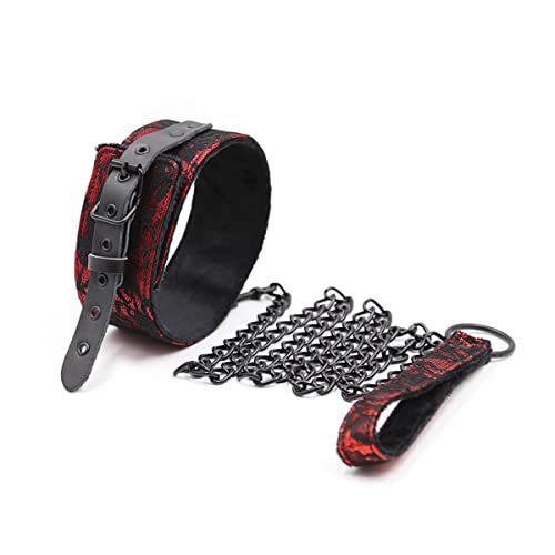 RURAUOGR SM Halsband Spitze PU Leder Halsbänder mit Ketten Fetisch Sex Spielzeug für Paare (Rot) von RURAUOGR