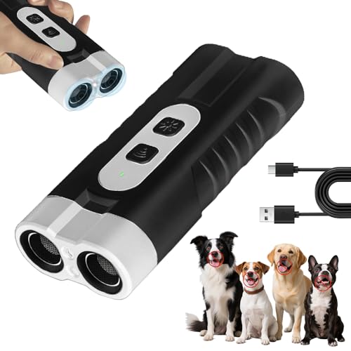 Anti Bell Gerät Hunde, Ultraschall Hundeabwehr, Wiederaufladbar Antibell Ultraschall Gerät, Antibell Ultraschall Gerät mit 3 Einstellbaren Frequenzen LED-Taschenlampe, Bellstopp für Hunde von RURIZHONGTIAN