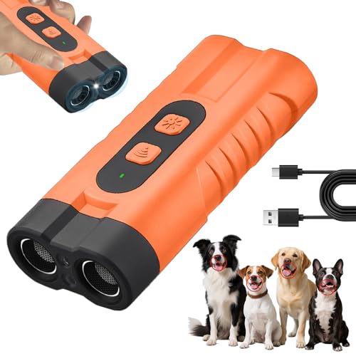 Anti Bell Gerät Hunde, Ultraschall Hundeabwehr, Wiederaufladbar Antibell Ultraschall Gerät, Antibell Ultraschall Gerät mit 3 Einstellbaren Frequenzen LED-Taschenlampe, Bellstopp für Hunde von RURIZHONGTIAN