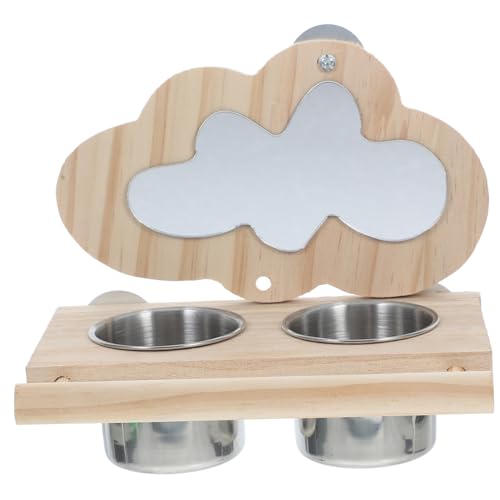 Vogelkäfig-Futterspender, Wellensittich-Futterspender for Käfige, Papageienspiegel mit Futternäpfen, Vogelholzrahmen mit Käfigstange for kleine Sittiche Vogelkäfig-Futterspender, Wellensittich-Futterspender for Käfige, Papageienspiegel mit Futternäpfen, Vogelholzrahmen mit Käfigstange for kleine Sittiche von RURUR
