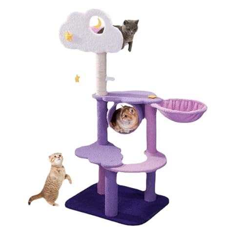 Kratzbaum Katzenbaum Katzen Kratzbaum Katzenbaum-Turm, Katzenspielzeug Für Katzen Im Innenbereich, Katzenbaum Mit Kratzbaum Und Hängematte Kratzbäume Katzenkratzbaum Kletterbaum (Color : Purple, Siz von RUVOO