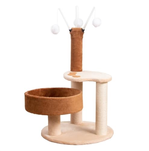 Kratzbaum Katzenbaum Katzen Kratzbaum Niedlicher Kratzbaumturm Mit Katzenkratzbaum, Plüsch, Gemütlicher Sitzstange Und Pompons Für Aufhängen Kratzbäume Katzenkratzbaum Kletterbaum von RUVOO