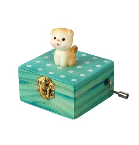 RUVOO spieluhr Spieluhren Mini-Handkurbel-Spieluhr Aus Holz Mit Hübscher Katzen-Weihnachtsdekoration (Color : C, Size : 3.35 * 2.56in) von RUVOO