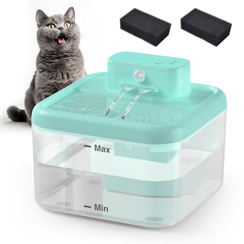RUXAN Katzenbrunnen Kabellos, 2L Trinkbrunnen für Katze 2200mAh Ultraleiser Katzenbrunnen für Katzen mit Bewegungsmelder 3 Modi Wasserbrunnen Haustier Trinkschale für Katzen von RUXAN