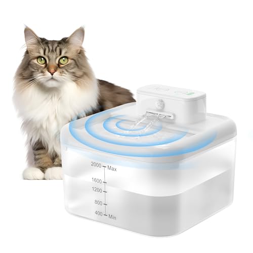 RUXAN Katzenbrunnen Kabellos, 2L Trinkbrunnen für Katze 2200mAh Ultraleiser Katzenbrunnen für Katzen mit Bewegungsmelder 3 Modi Wasserbrunnen Haustier Trinkschale für Katzen RUXAN Katzenbrunnen Kabellos, 2L Trinkbrunnen für Katze 2200mAh Ultraleiser Katzenbrunnen für Katzen mit Bewegungsmelder 3 Modi Wasserbrunnen Haustier Trinkschale für Katzen von RUXAN