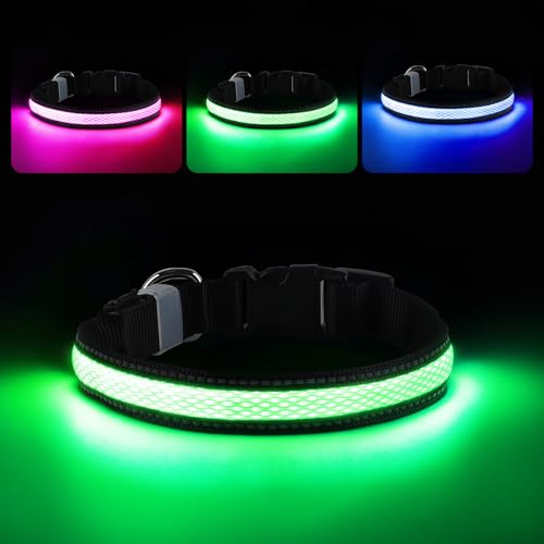 RUXAN Leuchtendes LED Hundehalsband USB Aufladbar, Wasserdicht Mit 3 Modi, Größe Einstellbar für Kleine Mittlere Große Hunde, Nacht Sicherheit von RUXAN