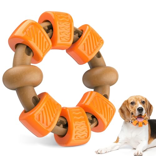 RUXAN Unzerstörbares Hunde-Kauspielzeug für aggressive Kauer, Hunde-Puzzle-Spielzeug mit Rindgeschmack, interaktives Leckerli-Dosierspielzeug für kleine/mittelgroße/große Langeweile Hunde von RUXAN