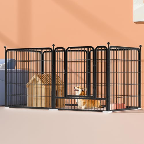 RUYICZB 6-TLG Welpenauslauf Faltbares Freilaufgehege Tierlaufstall, Automatische Verriegelung, Laufgitter Welpenlaufstall Mit Tür Für Hunde, Kaninchen, Kleintiere, Katze,Schwarz,160 * 80 * 80cm RUYICZB 6-TLG Welpenauslauf Faltbares Freilaufgehege Tierlaufstall, Automatische Verriegelung, Laufgitter Welpenlaufstall Mit Tür Für Hunde, Kaninchen, Kleintiere, Katze,Schwarz,160 * 80 * 80cm von RUYICZB