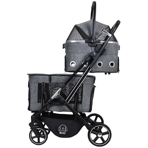 Doppelter Haustier-Buggy Für 2 Kleine Und Mittelgroße Katzen Und Hunde, Faltbarer Katzen-Buggy, Hunde-Buggy, Trolley, Jogger, Reise-Spazierwagen Mit Abnehmbaren Trägern, Aufbewahrungskorb,Grau Doppelter Haustier-Buggy Für 2 Kleine Und Mittelgroße Katzen Und Hunde, Faltbarer Katzen-Buggy, Hunde-Buggy, Trolley, Jogger, Reise-Spazierwagen Mit Abnehmbaren Trägern, Aufbewahrungskorb,Grau von RUYICZB