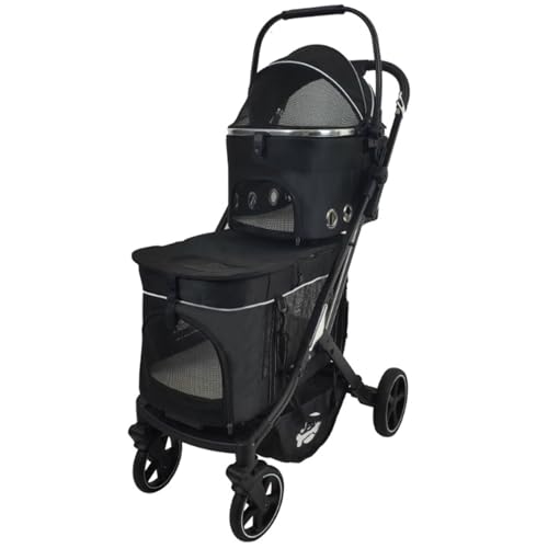 Doppelter Haustier-Buggy Für 2 Kleine Und Mittelgroße Katzen Und Hunde, Faltbarer Katzen-Buggy, Hunde-Buggy, Trolley, Jogger, Reise-Spazierwagen Mit Abnehmbaren Trägern, Aufbewahrungskorb,Schwarz Doppelter Haustier-Buggy Für 2 Kleine Und Mittelgroße Katzen Und Hunde, Faltbarer Katzen-Buggy, Hunde-Buggy, Trolley, Jogger, Reise-Spazierwagen Mit Abnehmbaren Trägern, Aufbewahrungskorb,Schwarz von RUYICZB