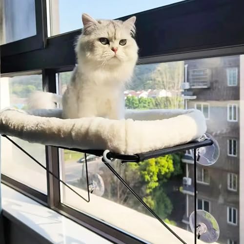 RUYICZB Große Katzen Fenster Sitzstange, Faltbar, Stabiles Katzen-Fenster-Hängemattenbett, Metall Unterstützt Mit Haustierbett Für Hauskatzen, Die Bis Zu 18 Kg Halten, 55X31cm RUYICZB Große Katzen Fenster Sitzstange, Faltbar, Stabiles Katzen-Fenster-Hängemattenbett, Metall Unterstützt Mit Haustierbett Für Hauskatzen, Die Bis Zu 18 Kg Halten, 55X31cm von RUYICZB