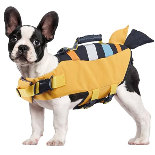 RUYICZB Hund Rettungsweste Hohe Flotation,Hai Hund Rettungsweste Schwimmt Mantel Reflektierende Haustier Sicherheitsweste Badeanzüge Rettungsweste Für Schwimmen Bootfahren Surfen,Gelb,S RUYICZB Hund Rettungsweste Hohe Flotation,Hai Hund Rettungsweste Schwimmt Mantel Reflektierende Haustier Sicherheitsweste Badeanzüge Rettungsweste Für Schwimmen Bootfahren Surfen,Gelb,S von RUYICZB