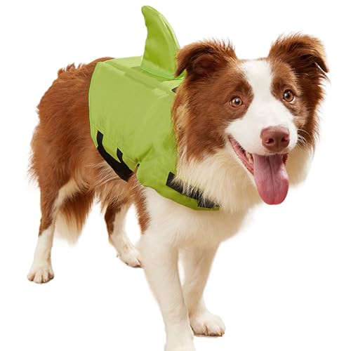 RUYICZB Hunde Schwimmweste Für Kleine Mittelgroße Hunde Ripstop Schwimmweste Hund Rettungsweste Warnweste Schwimmbad Einstellbar Lebensretter Für Kajak Schwimmen,Grün,XXL von RUYICZB