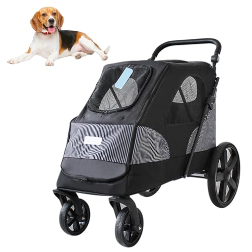 RUYICZB Hundebuggy für große Hunde, Faltbarer großer Hundebuggy mit verstellbarem Griff und Universalrädern, Haustierbuggy mit Aufbewahrungstasche für Reisen im Freien,Schwarz RUYICZB Hundebuggy für große Hunde, Faltbarer großer Hundebuggy mit verstellbarem Griff und Universalrädern, Haustierbuggy mit Aufbewahrungstasche für Reisen im Freien,Schwarz von RUYICZB