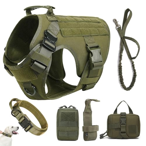 RUYICZB Hundegeschirr Hunde Mit Taktisches MOLLE Und Metallschnallen Ohne Zug, Verstellbare Sicherheitsgeschirr Mit Griff, Atmungsakti Brustgeschirr Hundeweste Für Große/Mittlere Hunde,Grün,X Large RUYICZB Hundegeschirr Hunde Mit Taktisches MOLLE Und Metallschnallen Ohne Zug, Verstellbare Sicherheitsgeschirr Mit Griff, Atmungsakti Brustgeschirr Hundeweste Für Große/Mittlere Hunde,Grün,X Large von RUYICZB