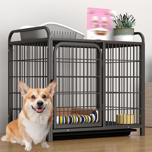 Hundekäfig Für Kleine Mittelgroße Hunde, Robuste Unzerstörbare Hundehütte Für Den Innenbereich, Hundebox Für Welpen Mit Feststellbaren Rädern Und Abnehmbarem Tablett,Wire,28.3"Lx18.9"Wx28.3"H Hundekäfig Für Kleine Mittelgroße Hunde, Robuste Unzerstörbare Hundehütte Für Den Innenbereich, Hundebox Für Welpen Mit Feststellbaren Rädern Und Abnehmbarem Tablett,Wire,28.3"Lx18.9"Wx28.3"H von RUYICZB