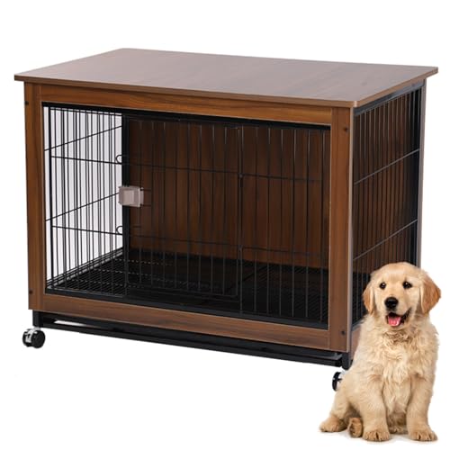 Hundekäfig Möbel, Hundebox Hundekäfig Für Zuhause Mit Rädern Beistelltisch Moderne Hundehütte Indoor Hundegitterbox Herausnehmbares Tablett Für Kleine Mittlere Hunde,Braun,25.2"Lx19.7"Wx23.6"H Hundekäfig Möbel, Hundebox Hundekäfig Für Zuhause Mit Rädern Beistelltisch Moderne Hundehütte Indoor Hundegitterbox Herausnehmbares Tablett Für Kleine Mittlere Hunde,Braun,25.2"Lx19.7"Wx23.6"H von RUYICZB