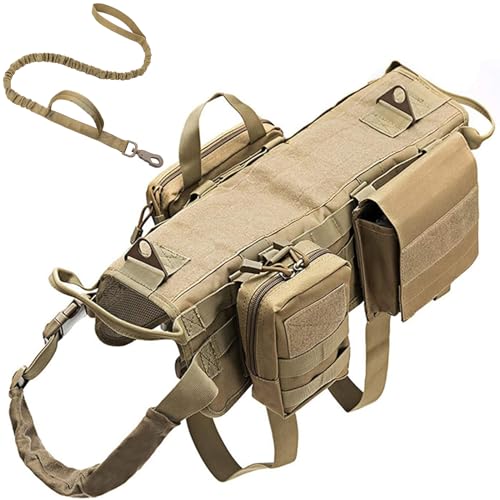 RUYICZB Hundetrainingsgeschirr, Taktisches Hundegeschirr, Weste Kein Ziehen, Molle-Weste, Verstellbar, Für Den Außenbereich, Militärtraining Service Geschirr Mit 3 Abnehmbaren Taschen,Khaki,L RUYICZB Hundetrainingsgeschirr, Taktisches Hundegeschirr, Weste Kein Ziehen, Molle-Weste, Verstellbar, Für Den Außenbereich, Militärtraining Service Geschirr Mit 3 Abnehmbaren Taschen,Khaki,L von RUYICZB